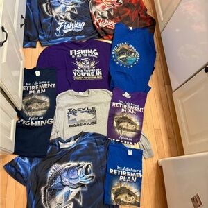 Bundle of fishing and retirement shirts 2XL and 3Xl